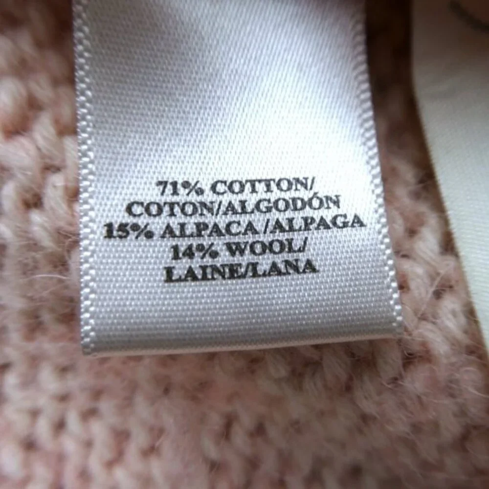 Alpaca Ann Taylor Pink Knit Sweater Ribbed Crewneck Side Vents Relaxed Fit S - Picture 7 of 8